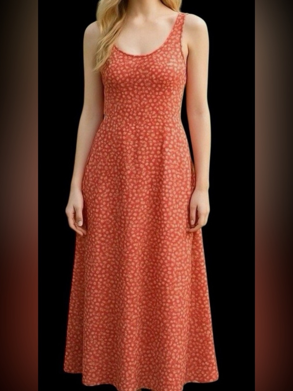 Free People Orange Floral Lorelai Sundress Dress Midi Sz M